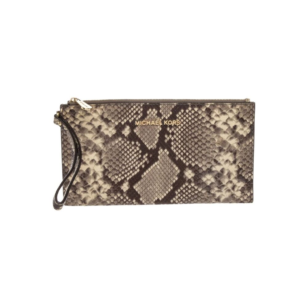 Michael Kors Jet Set Travel X-Large Snakeskin Print Leather Zip Clutch Wristlet